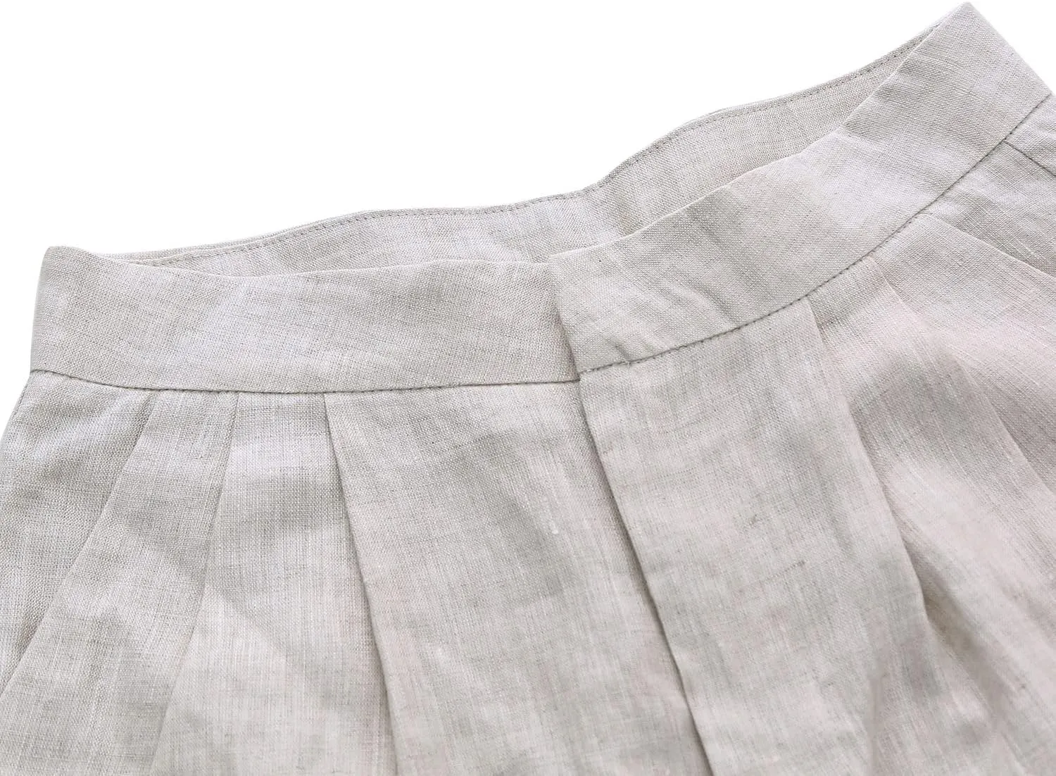 Amazhiyu Women's Linen Crop Pants Wide Leg Straight Pleated Front Ankle Trouser