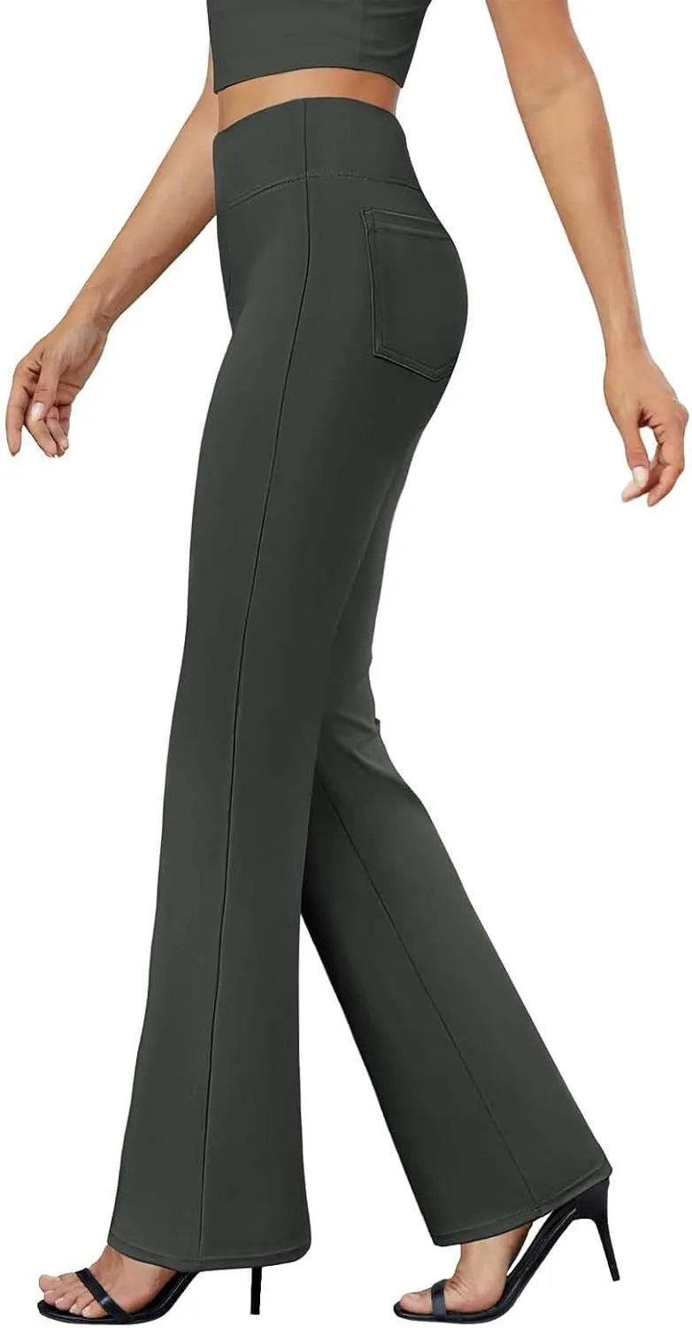 Bootcut Dress Pants Women Tummy Control High Waisted Work Trousers Business Casual Comfy Stretchy Flared Yoga Pants