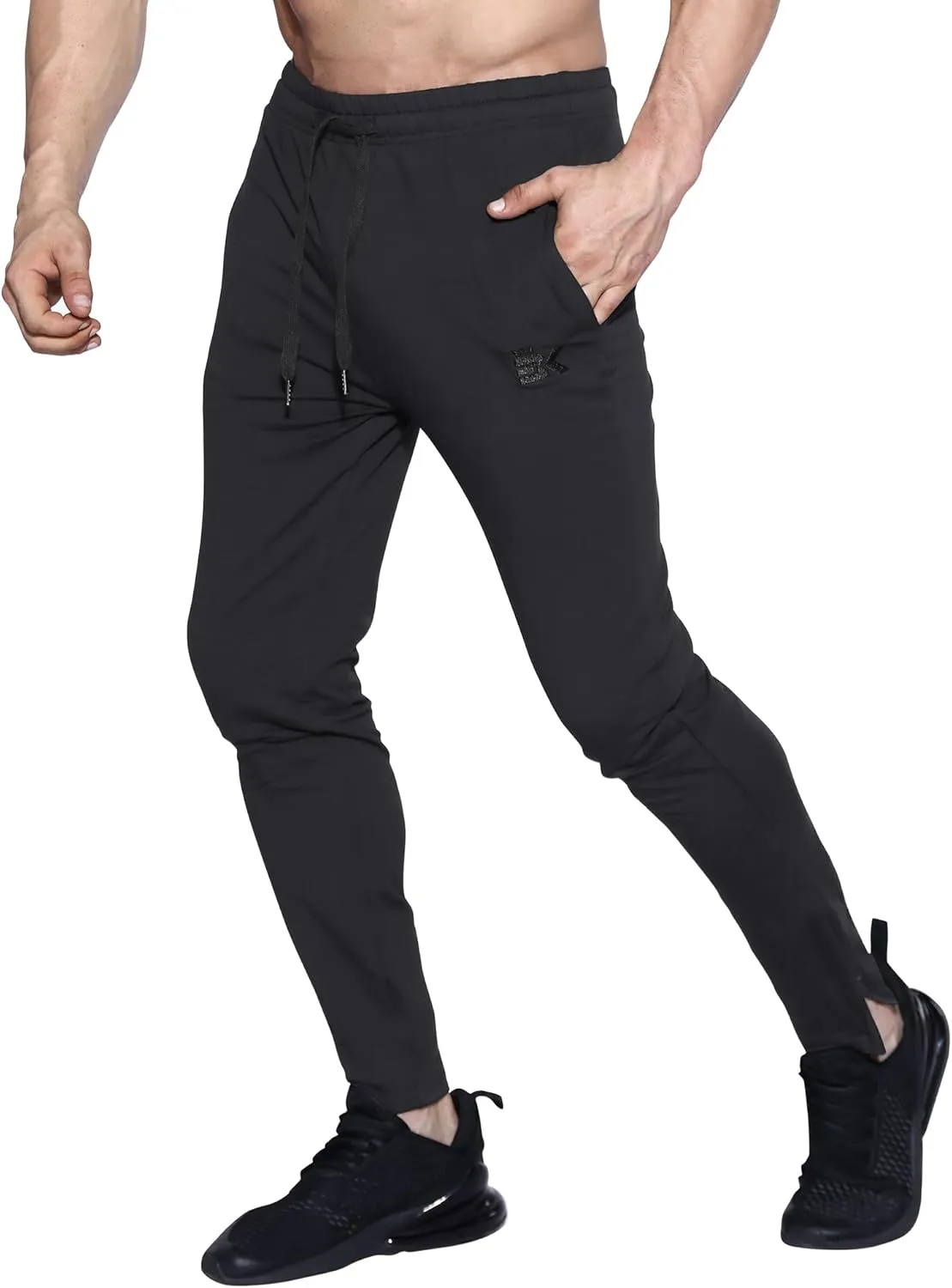 BROKIG Mens Leglock Gym Jogger Sweat Pants Ankle Zip,Workout Sweatpants Athletic Tapered Jogging Pants with Pockets