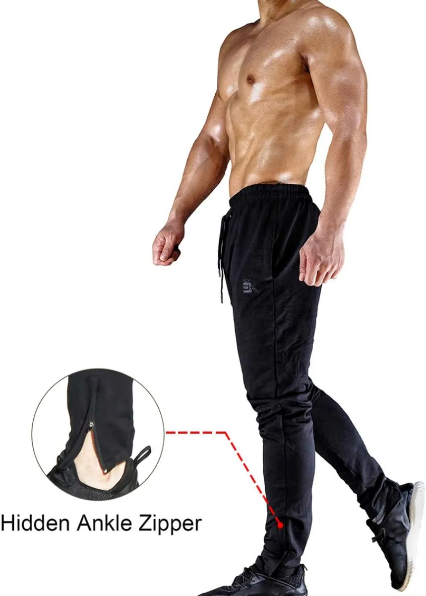 BROKIG Mens Leglock Gym Jogger Sweat Pants Ankle Zip,Workout Sweatpants Athletic Tapered Jogging Pants with Pockets