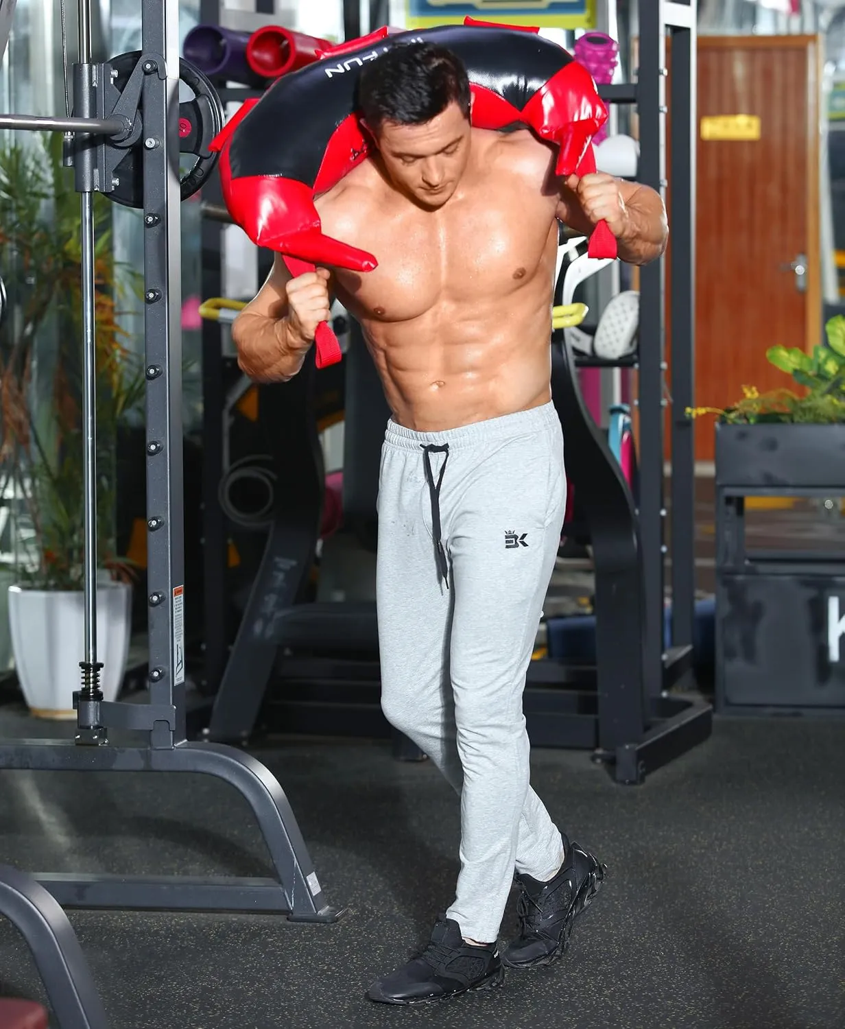 BROKIG Mens Leglock Gym Jogger Sweat Pants Ankle Zip,Workout Sweatpants Athletic Tapered Jogging Pants with Pockets