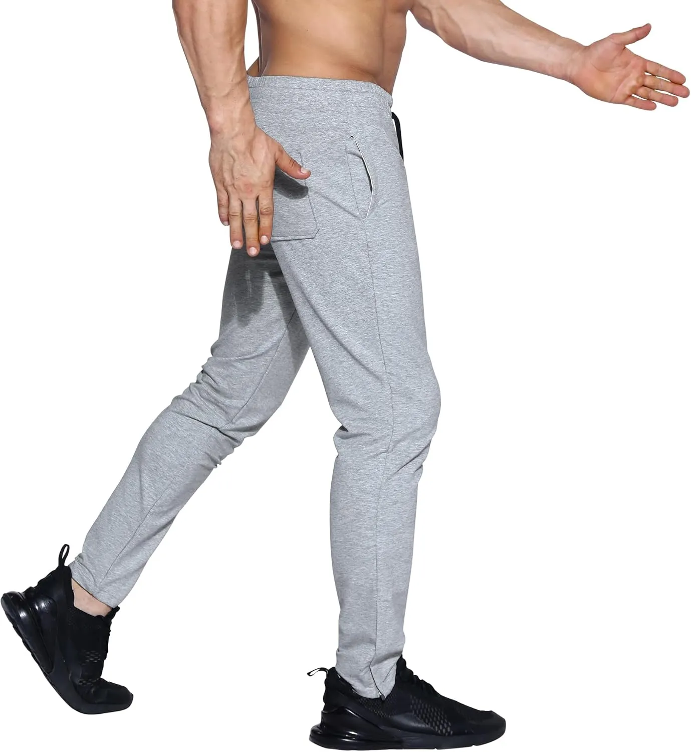 BROKIG Mens Leglock Gym Jogger Sweat Pants Ankle Zip,Workout Sweatpants Athletic Tapered Jogging Pants with Pockets