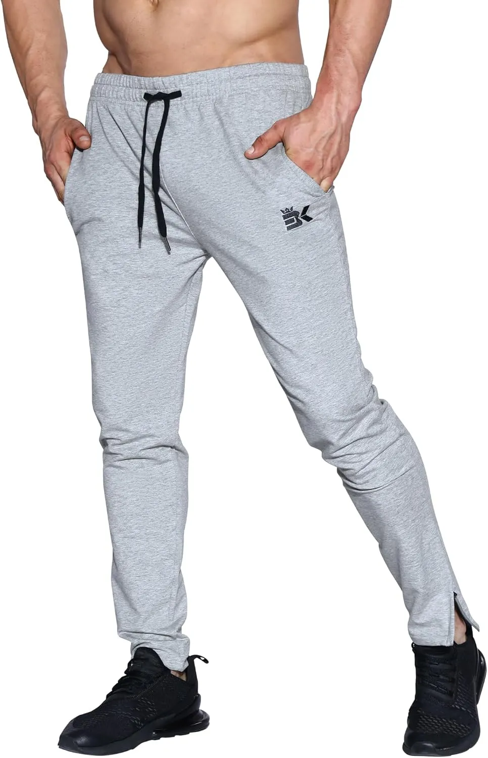 BROKIG Mens Leglock Gym Jogger Sweat Pants Ankle Zip,Workout Sweatpants Athletic Tapered Jogging Pants with Pockets