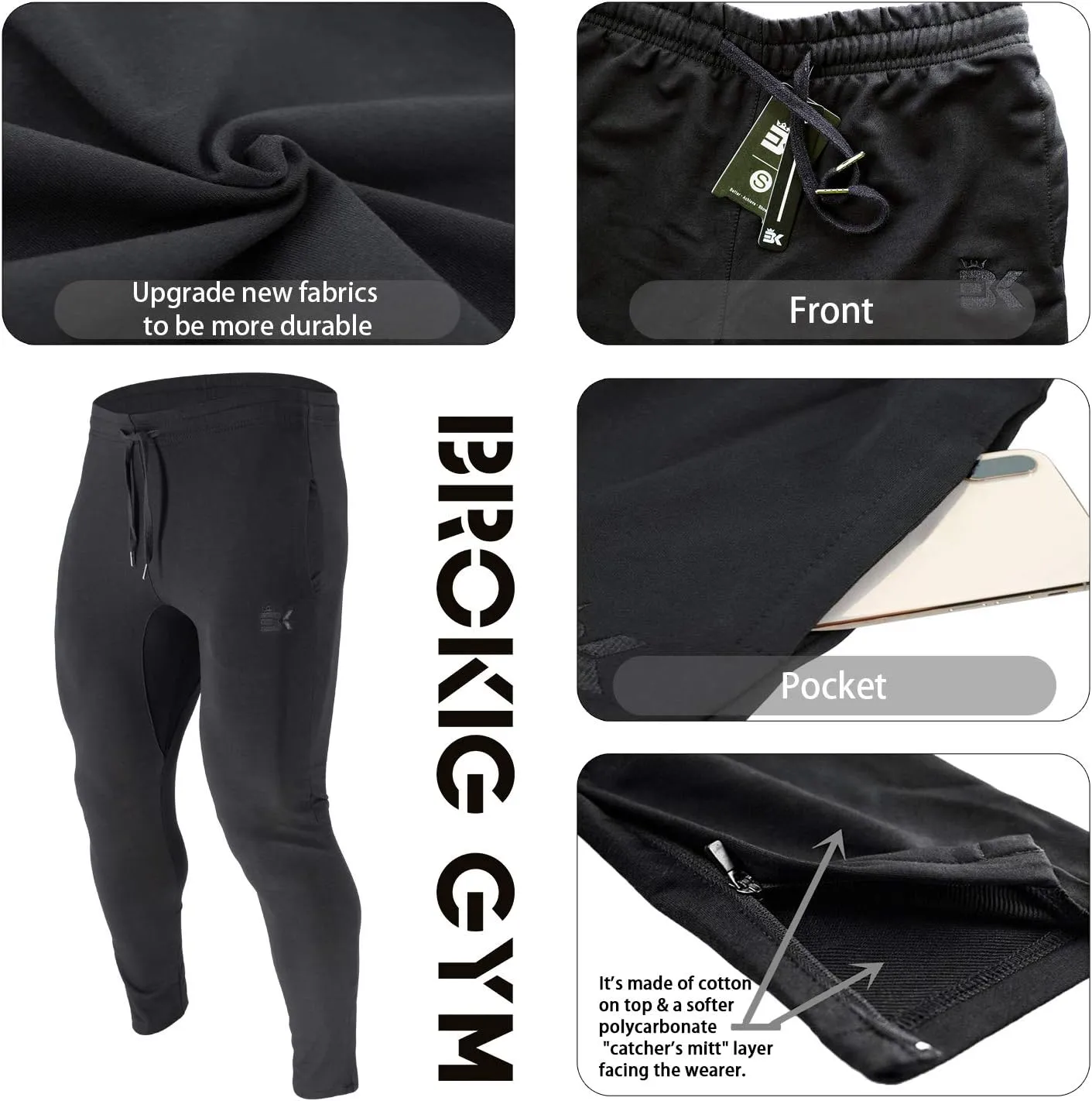 BROKIG Mens Leglock Gym Jogger Sweat Pants Ankle Zip,Workout Sweatpants Athletic Tapered Jogging Pants with Pockets