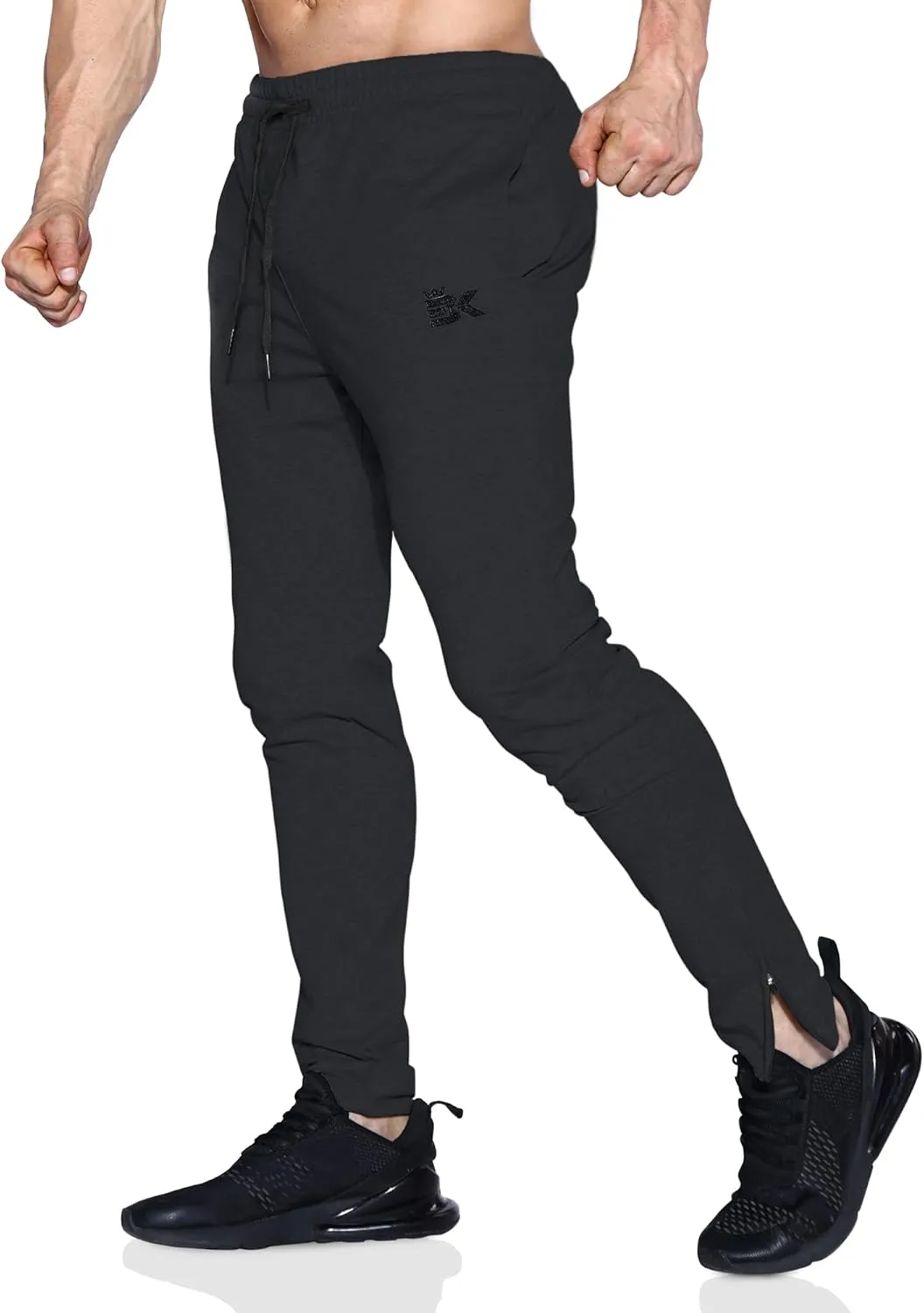 BROKIG Mens Leglock Gym Jogger Sweat Pants Ankle Zip,Workout Sweatpants Athletic Tapered Jogging Pants with Pockets