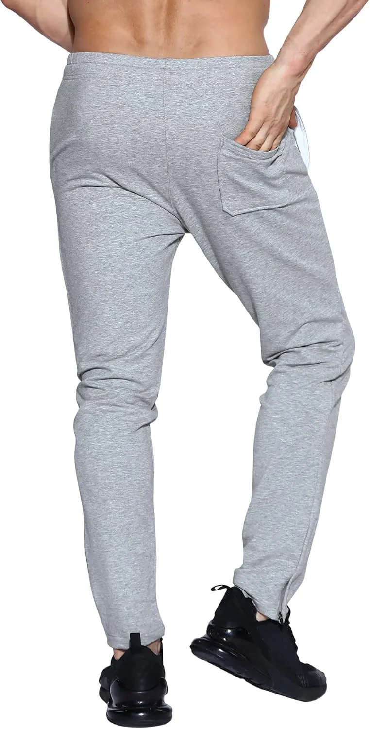 BROKIG Mens Leglock Gym Jogger Sweat Pants Ankle Zip,Workout Sweatpants Athletic Tapered Jogging Pants with Pockets