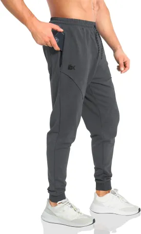 BROKIG Mens Vertzip Gym Joggers Pants, Carrot Fit Athletic Pants Casual Tapered Workout Sweatpants with Zipper Pockets