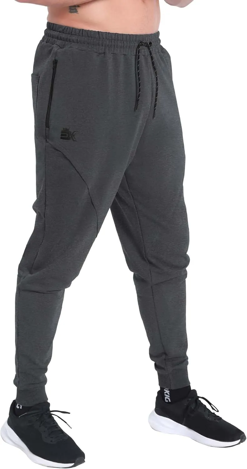 BROKIG Mens Vertzip Gym Joggers Pants, Carrot Fit Athletic Pants Casual Tapered Workout Sweatpants with Zipper Pockets