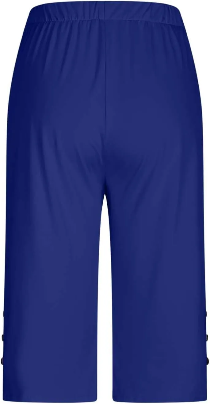 Capri Pants for Women Casual Summer Cropped Pants Plus Size Elastic Waist Capris Comfy Workout Loose Yoga Pants