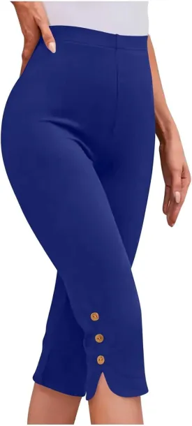 Capri Pants for Women Casual Summer Cropped Pants Plus Size Elastic Waist Capris Comfy Workout Loose Yoga Pants