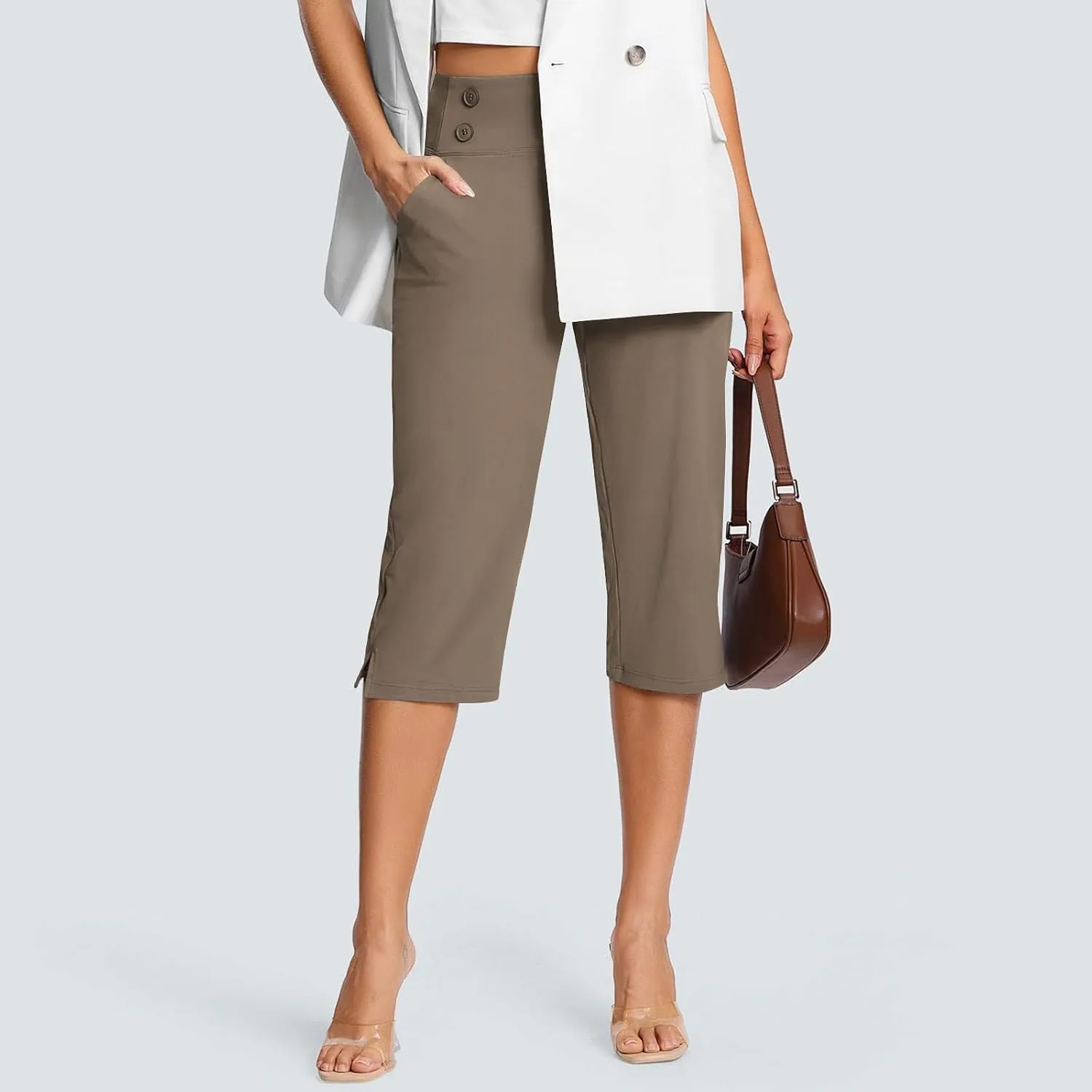 Capri Pants for Women High Waist Stretch Dressy Casual Summer Cropped Pants Plus Size Palazzo Capris Golf Yoga Pants