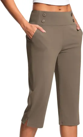 Capri Pants for Women High Waist Stretch Dressy Casual Summer Cropped Pants Plus Size Palazzo Capris Golf Yoga Pants
