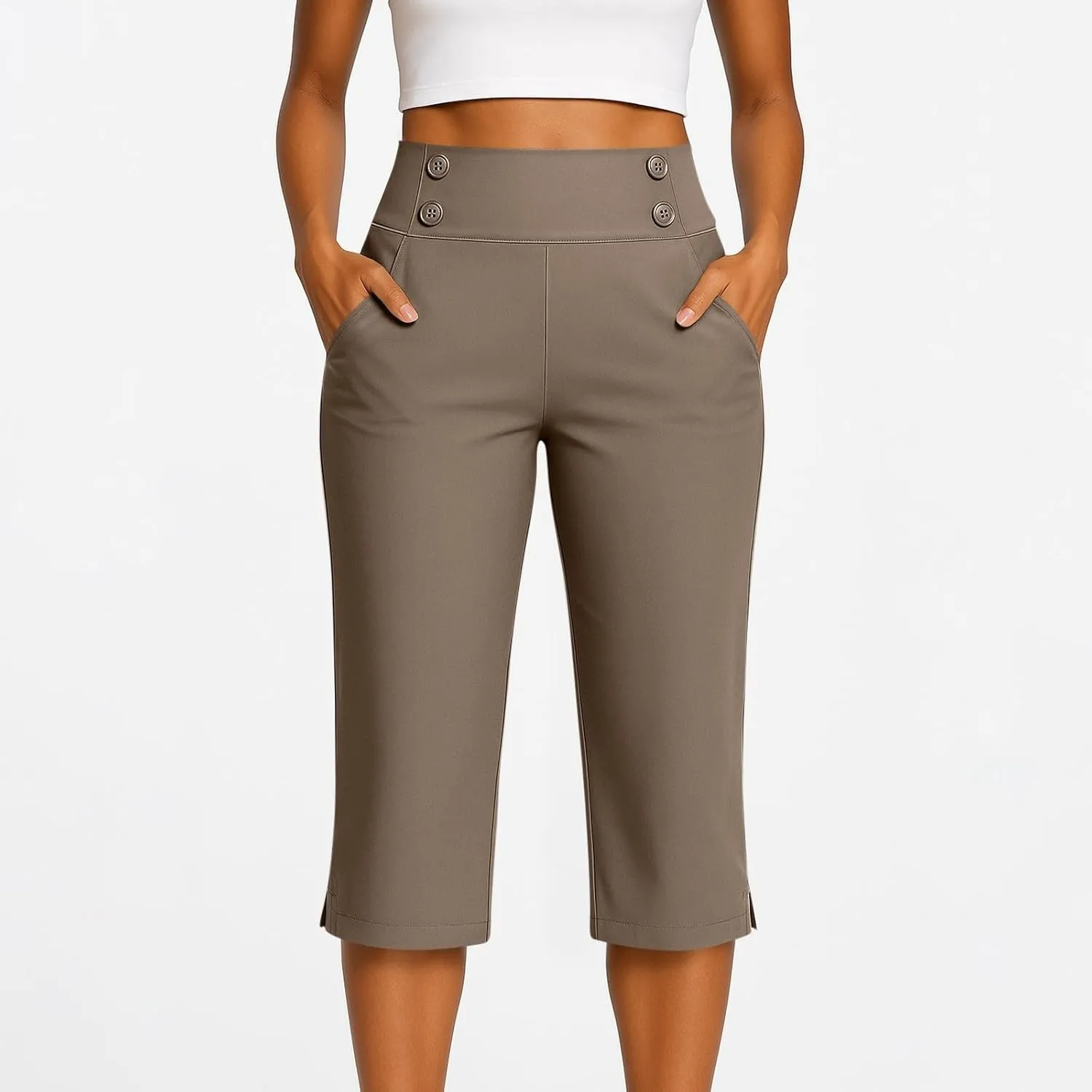 Capri Pants for Women High Waist Stretch Dressy Casual Summer Cropped Pants Plus Size Palazzo Capris Golf Yoga Pants