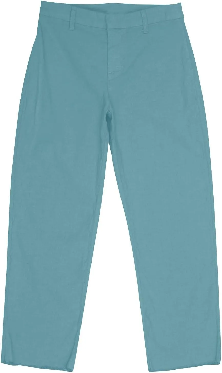Capri Pants for Women High Waisted Straight Leg Linen Work Trousers Business Casual Raw Hem Ankle Pants Pockets