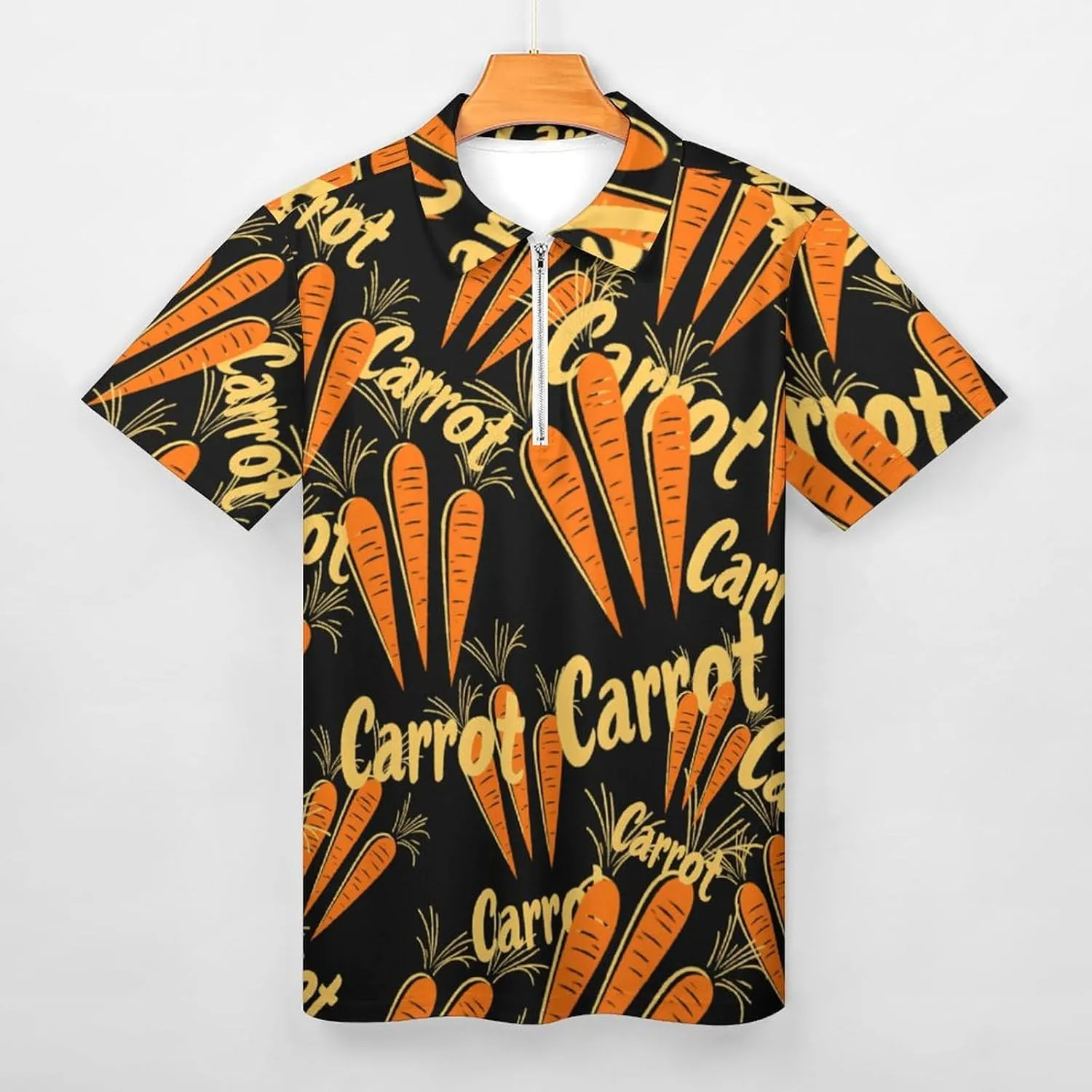 Carrot Trendy Polo Shirts for Men Short Sleeve Lapel Collar Zipper T-Shirts Outdoor Sports