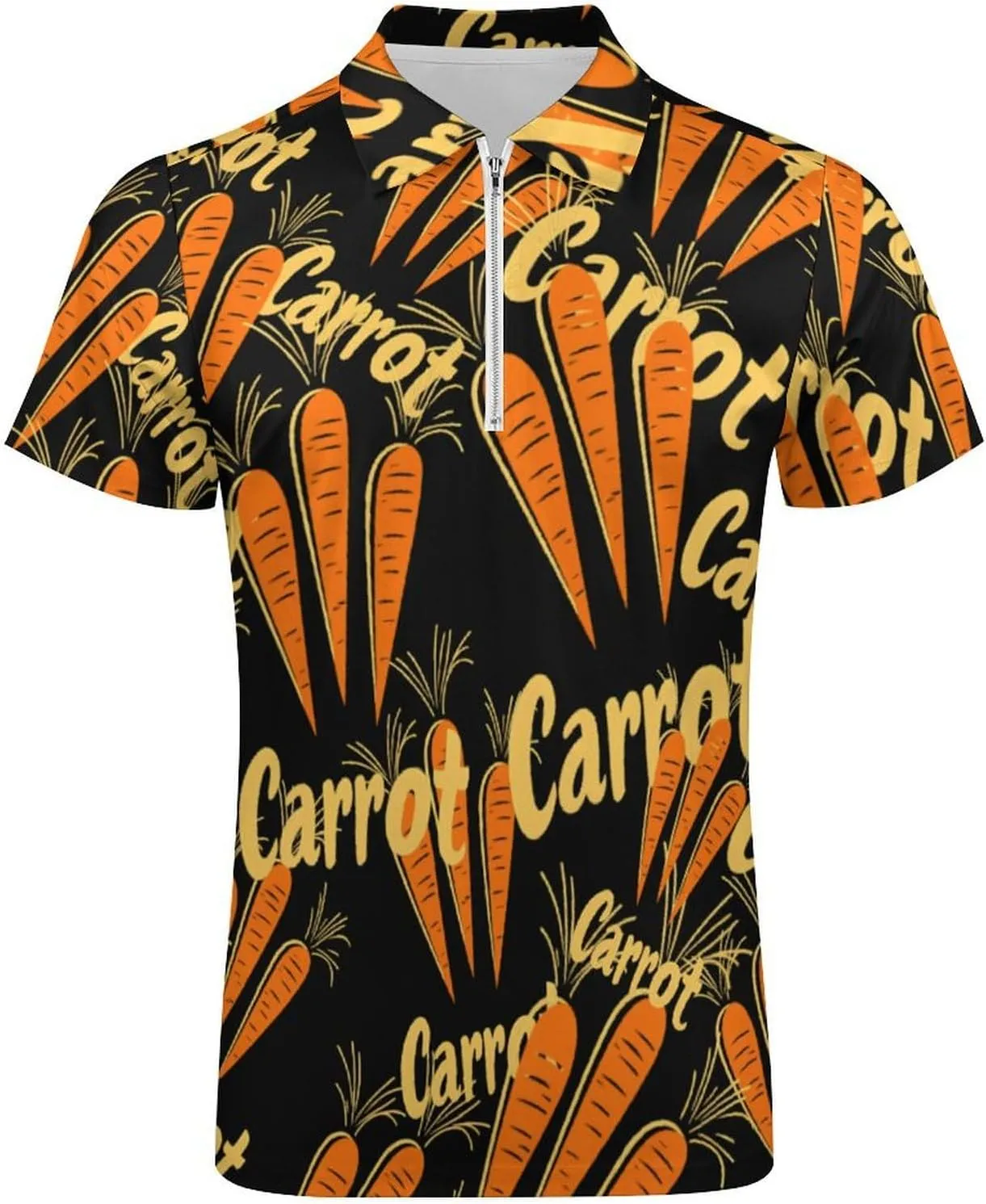 Carrot Trendy Polo Shirts for Men Short Sleeve Lapel Collar Zipper T-Shirts Outdoor Sports