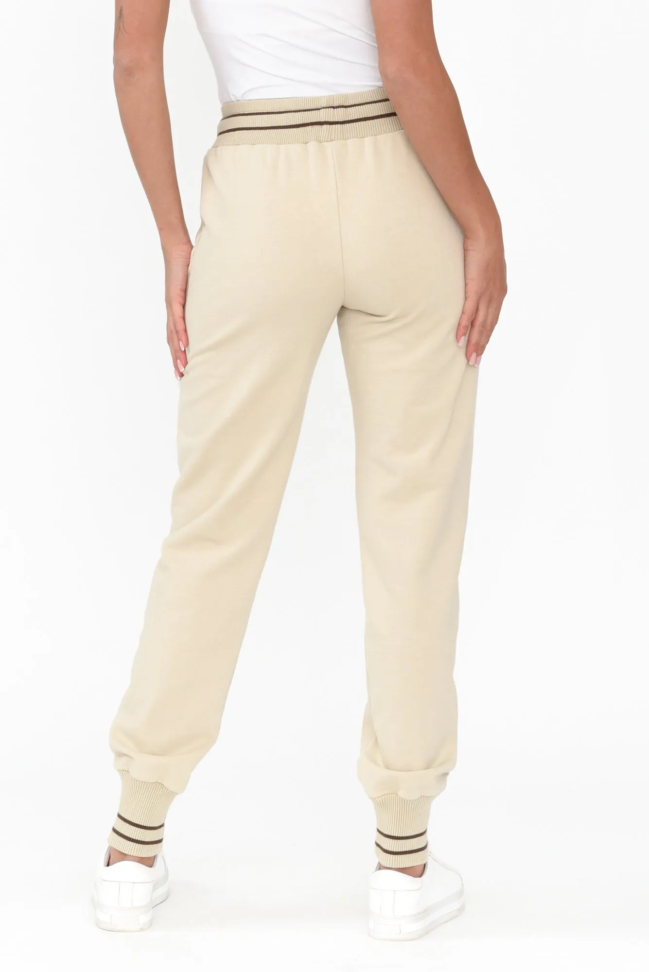 Claude Natural Cotton Blend Drawstring Pants