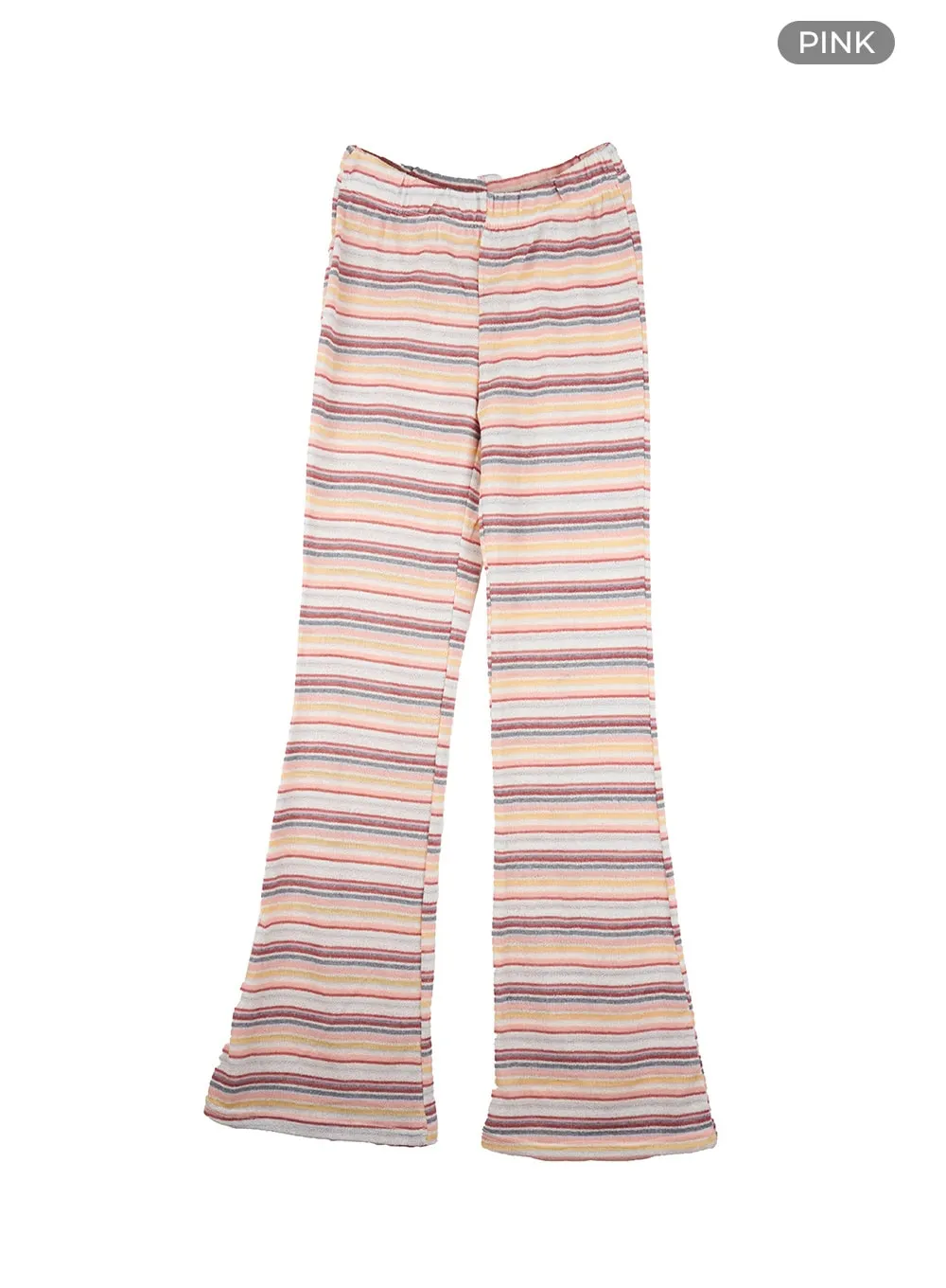 Cotton Stripe Bootcut Pants IY422