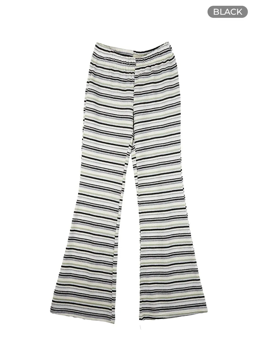 Cotton Stripe Bootcut Pants IY422