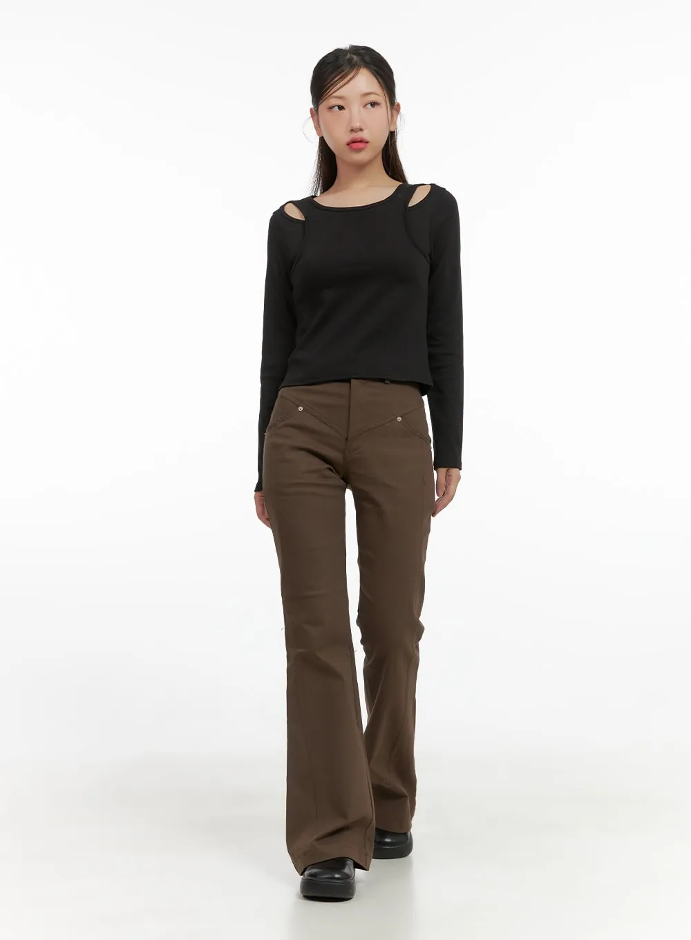 Cutline Bootcut Cotton Pants CS405