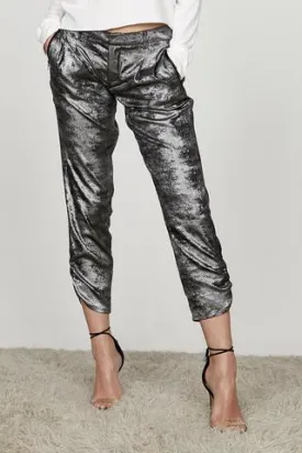 David Lerner - Ruched Ankle Jogger Black Silver