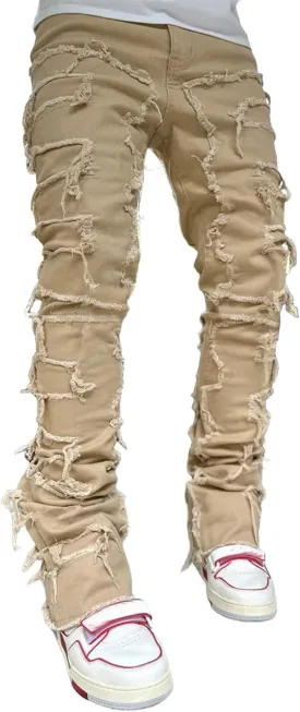 FantasyGears Mens Stacked Ripped Jeans Y2k Distressed Denim Pants Skinny Slim Fit Stretch Biker Jeans
