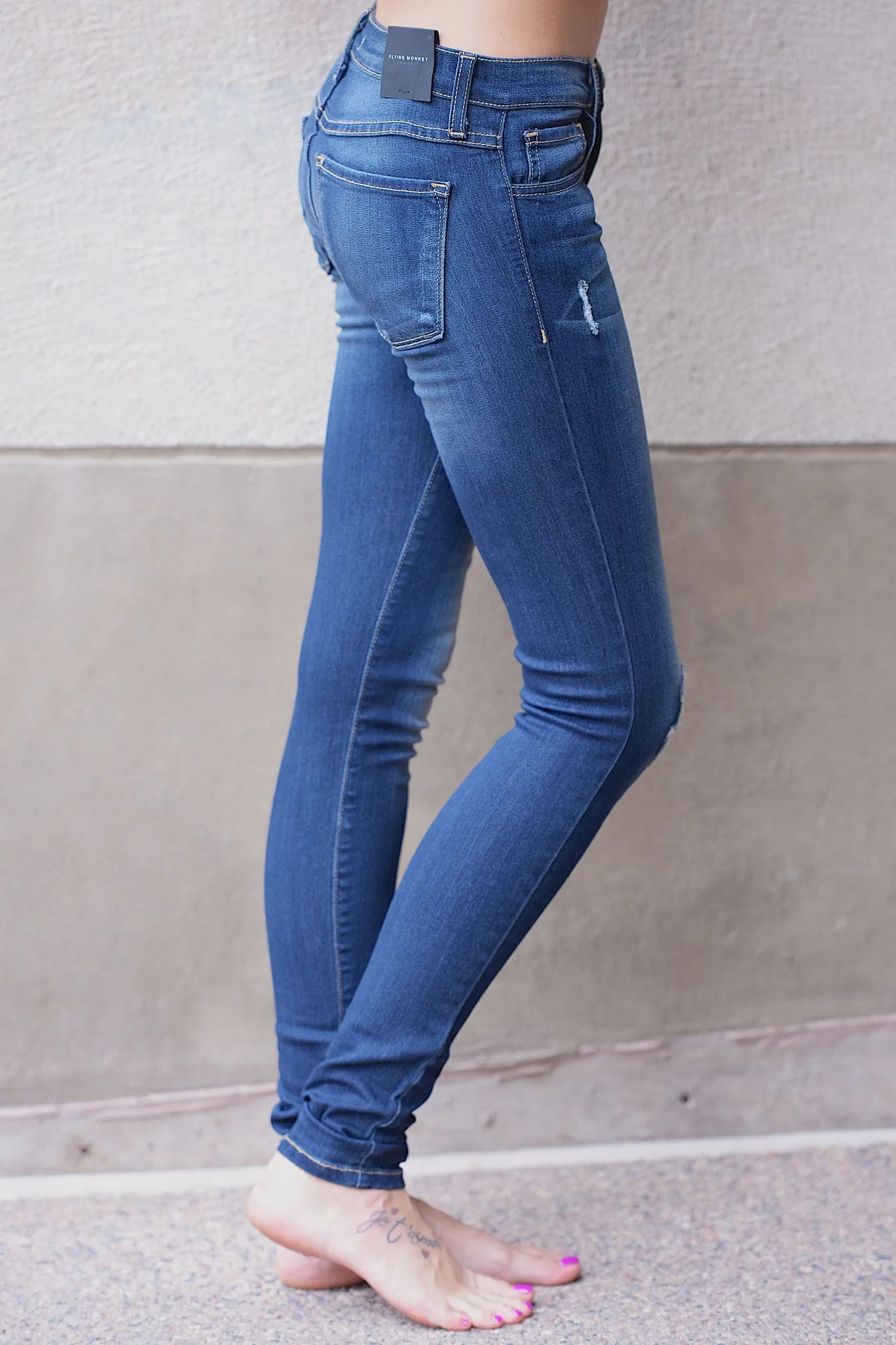 FLYING MONKEY Vintage Skinny Jeans - Dark Wash