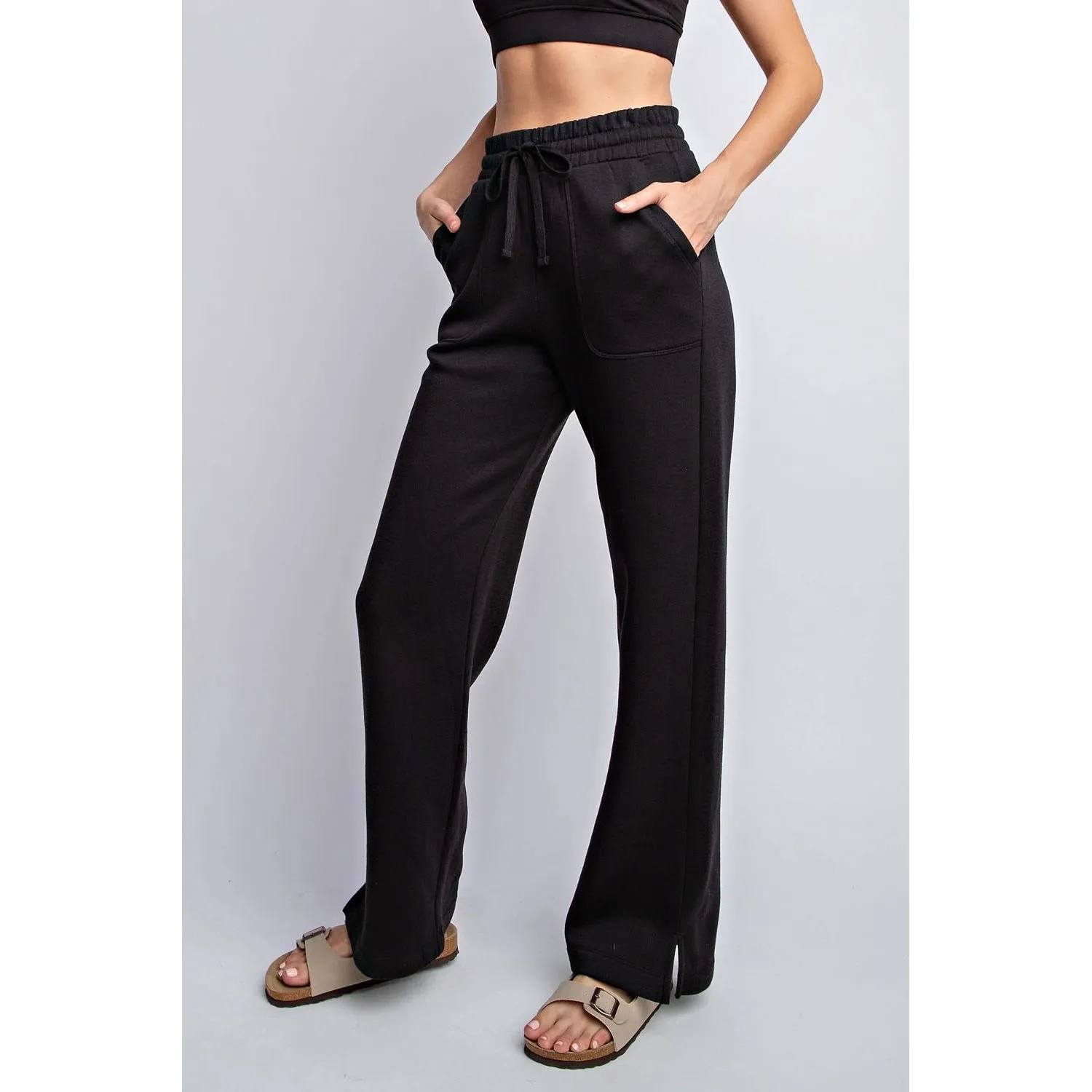 French Terry Straight Leg Pants by Rae Mode
