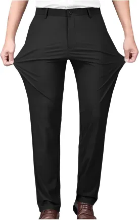 Mens Dress Pants Trendy Solid Color Business Suit Pants Casual Straight Leg Office Pants Lightweight Slim Fit Trousers