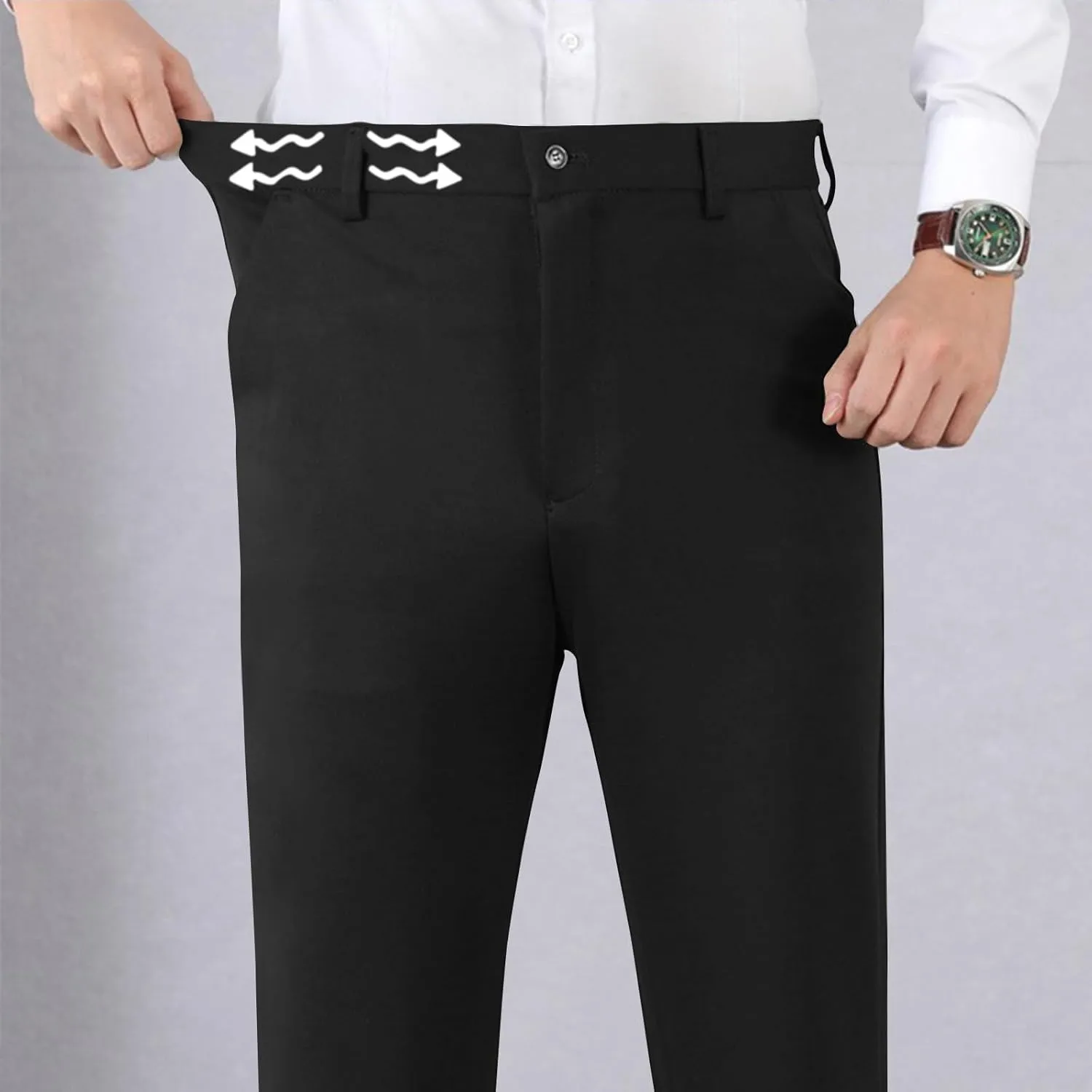 Mens Dress Pants Trendy Solid Color Business Suit Pants Casual Straight Leg Office Pants Lightweight Slim Fit Trousers