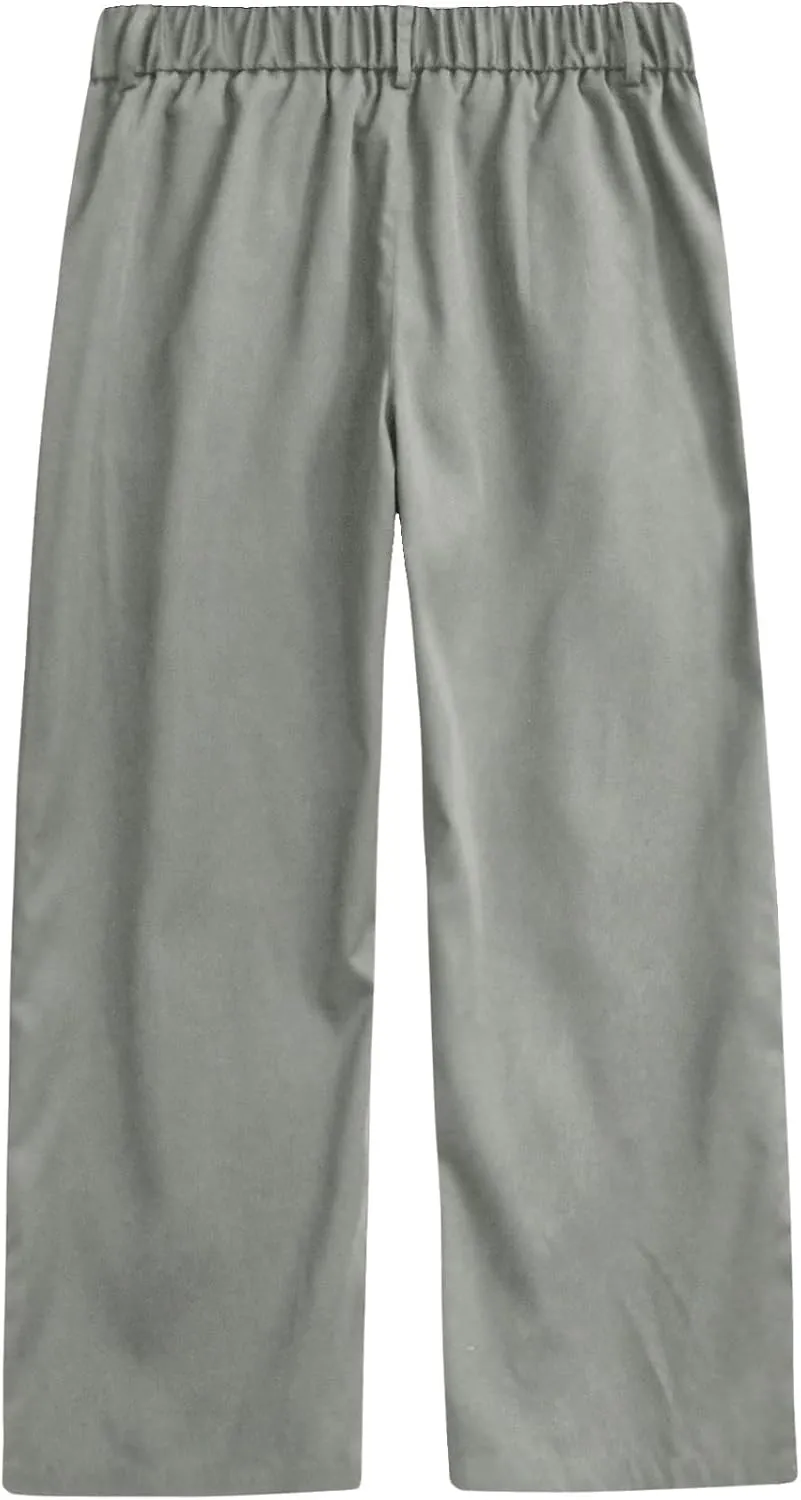 Milumia Men's Pleat Front Wide Leg Long Pants Button Loose Casual Pants