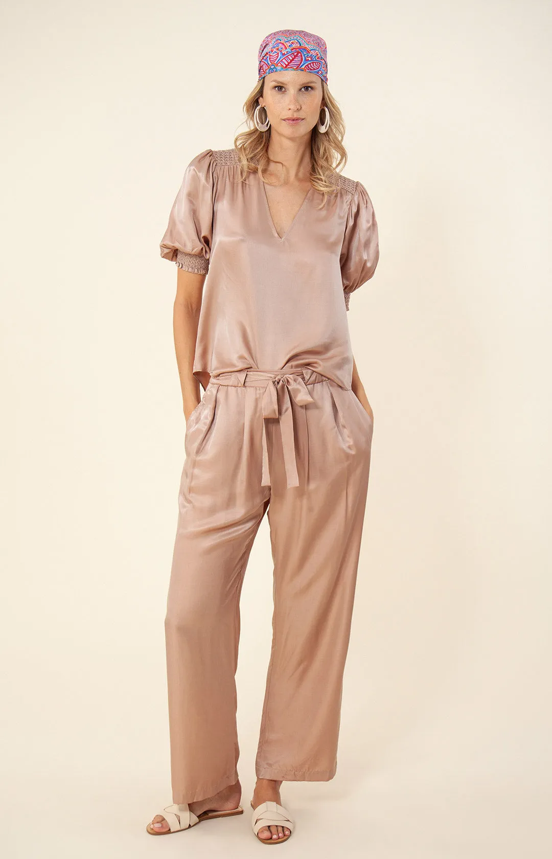 Nena Solid Charmeuse Pant