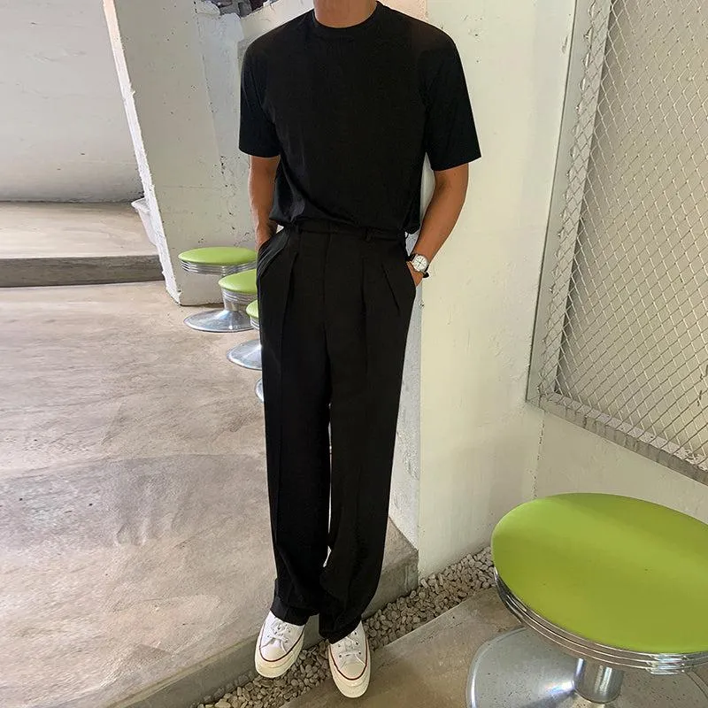 OH  Plain Minimal Folds Bootcut Pants