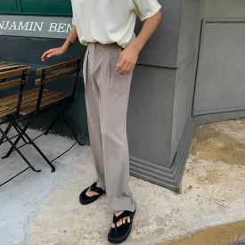 OH  Plain Minimal Folds Bootcut Pants