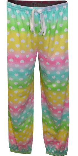 Pastel Rainbow and Hearts French Terry Capri Lounge Pants