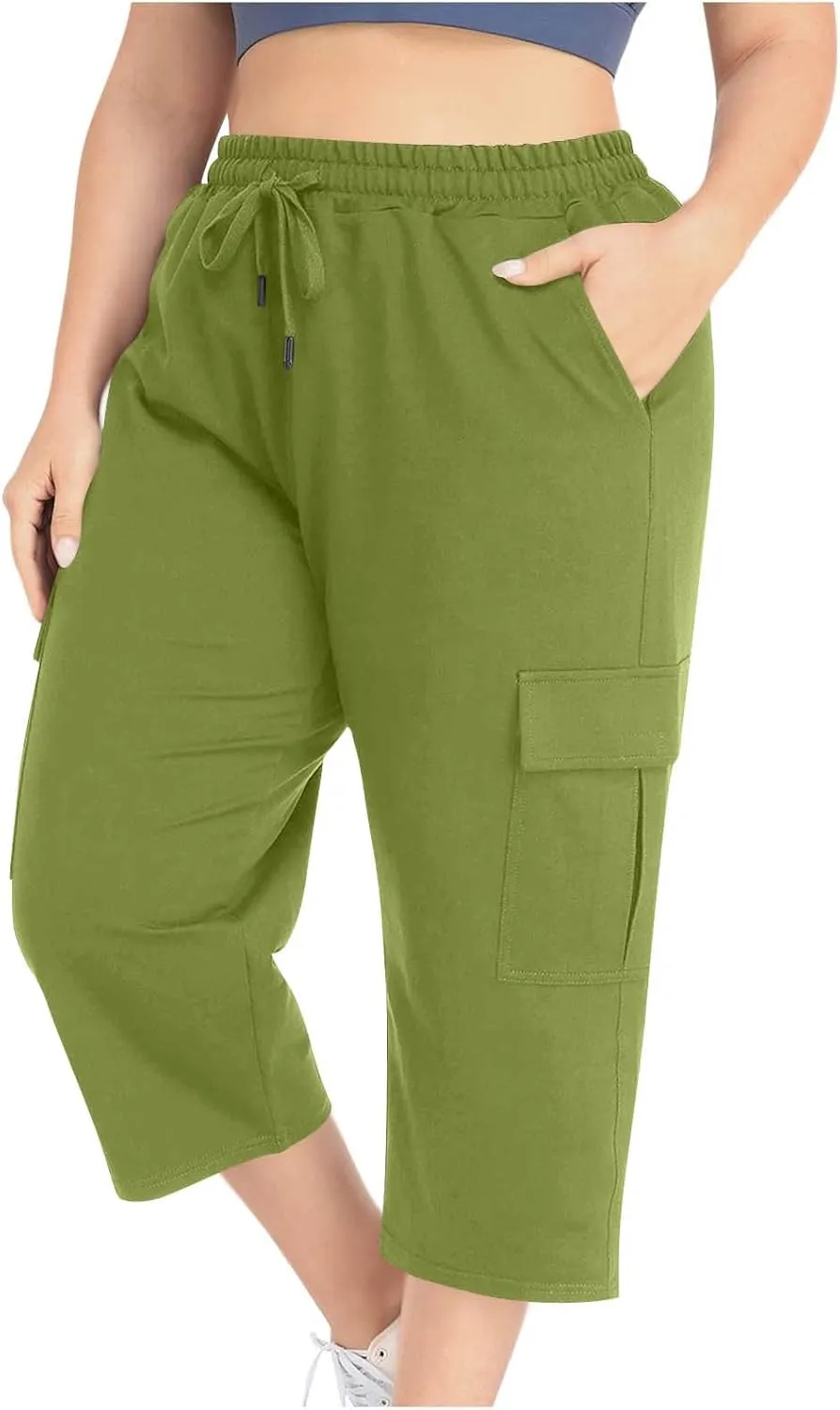 Plus Size Cargo Pants Women Stretch Loose Fit Casual Capris Summer Lightweight Quick Dry Travel Outdoor Hiking Pants