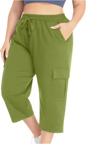 Plus Size Cargo Pants Women Stretch Loose Fit Casual Capris Summer Lightweight Quick Dry Travel Outdoor Hiking Pants