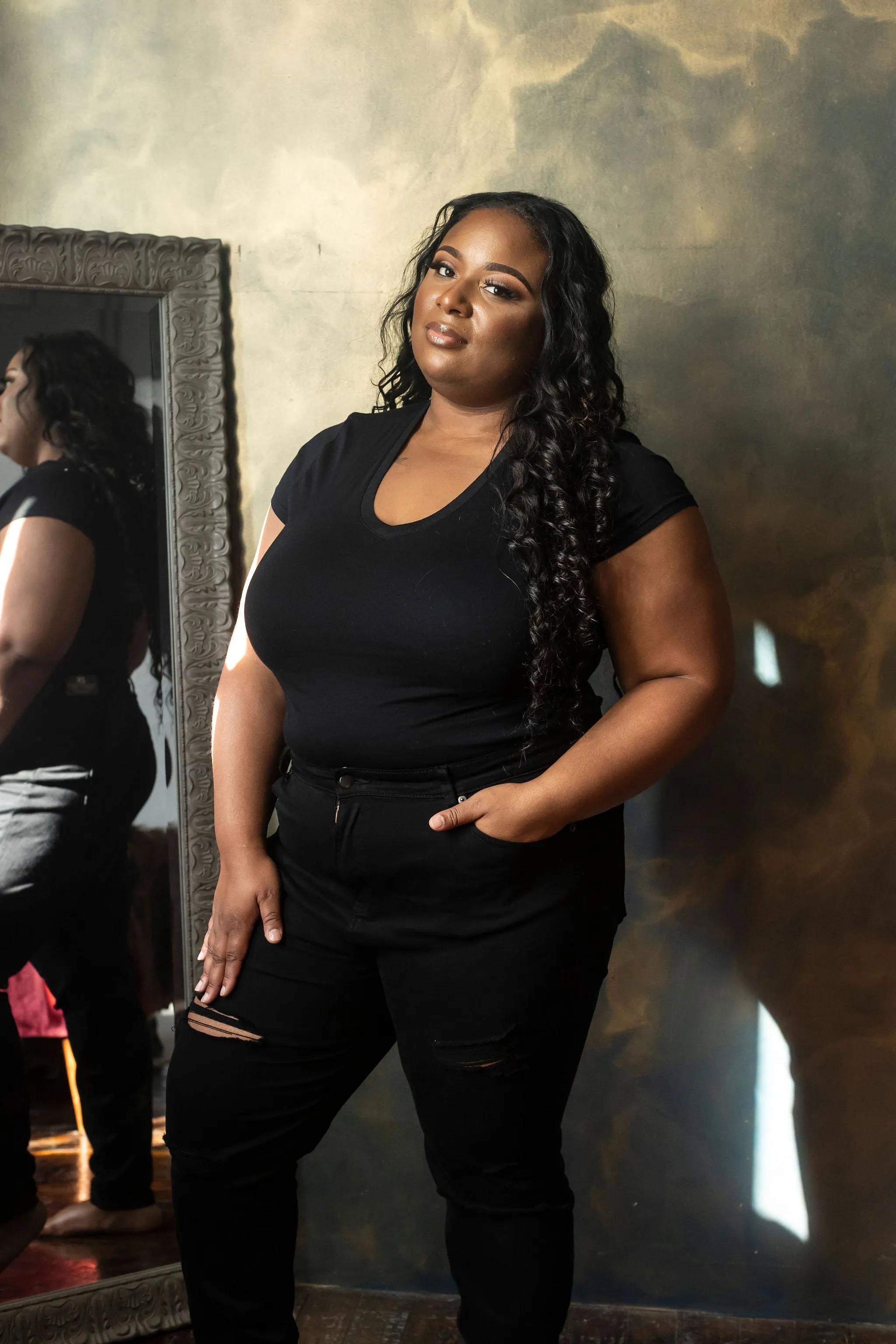 Plus Size  Distressed High Waisted Skinny Jeans