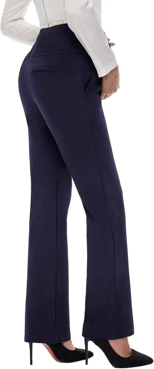Tapata Women's Maternity Pants 28" 30" 32" Bootcut Dress Pants with Pockets Over Belly Pregnancy Work Pants Over-Bump Casual