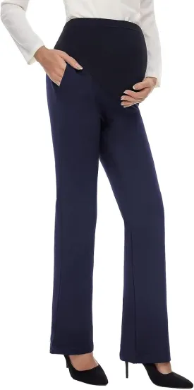 Tapata Women's Maternity Pants 28" 30" 32" Bootcut Dress Pants with Pockets Over Belly Pregnancy Work Pants Over-Bump Casual