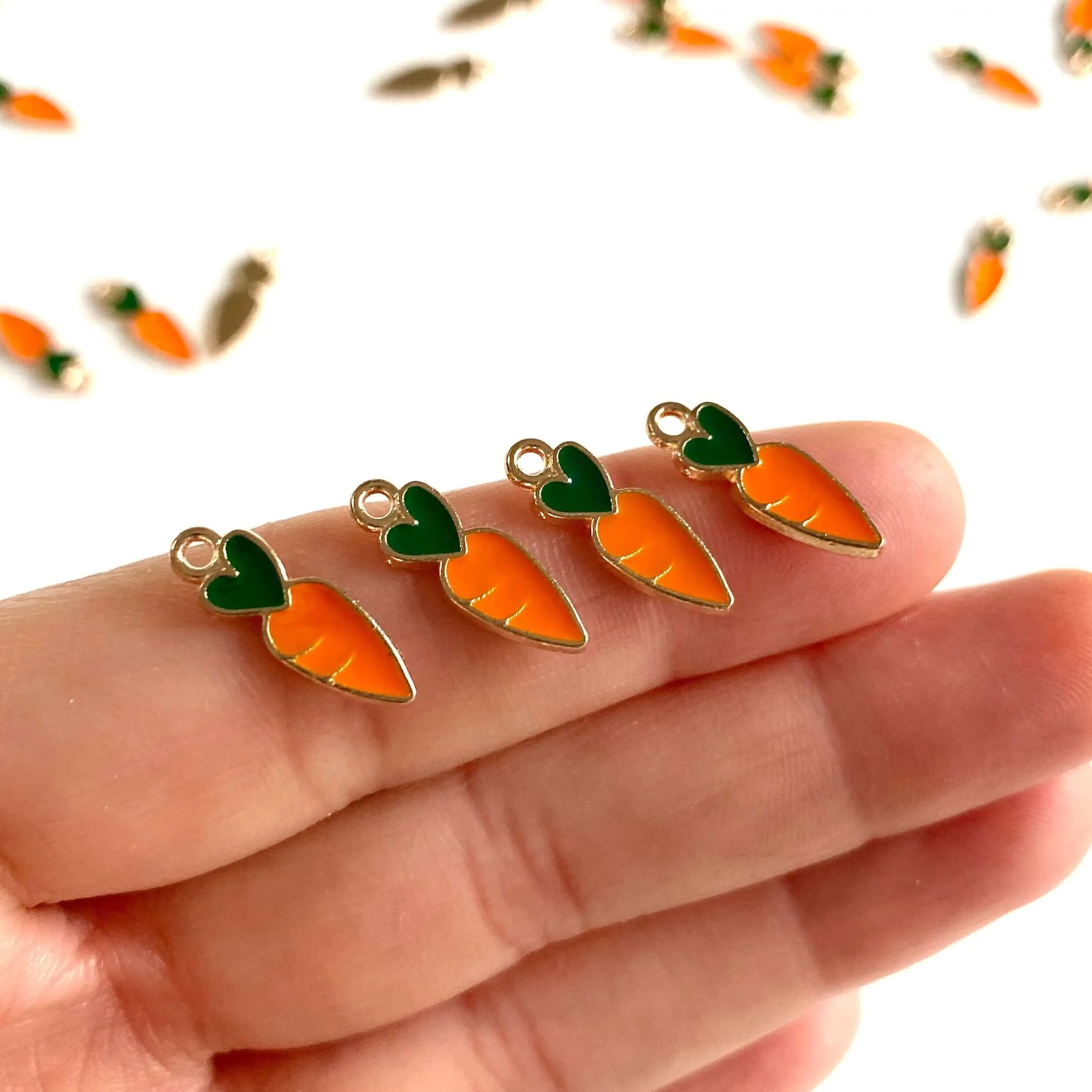 Tiny Carrot charms Enamel Metal pendants