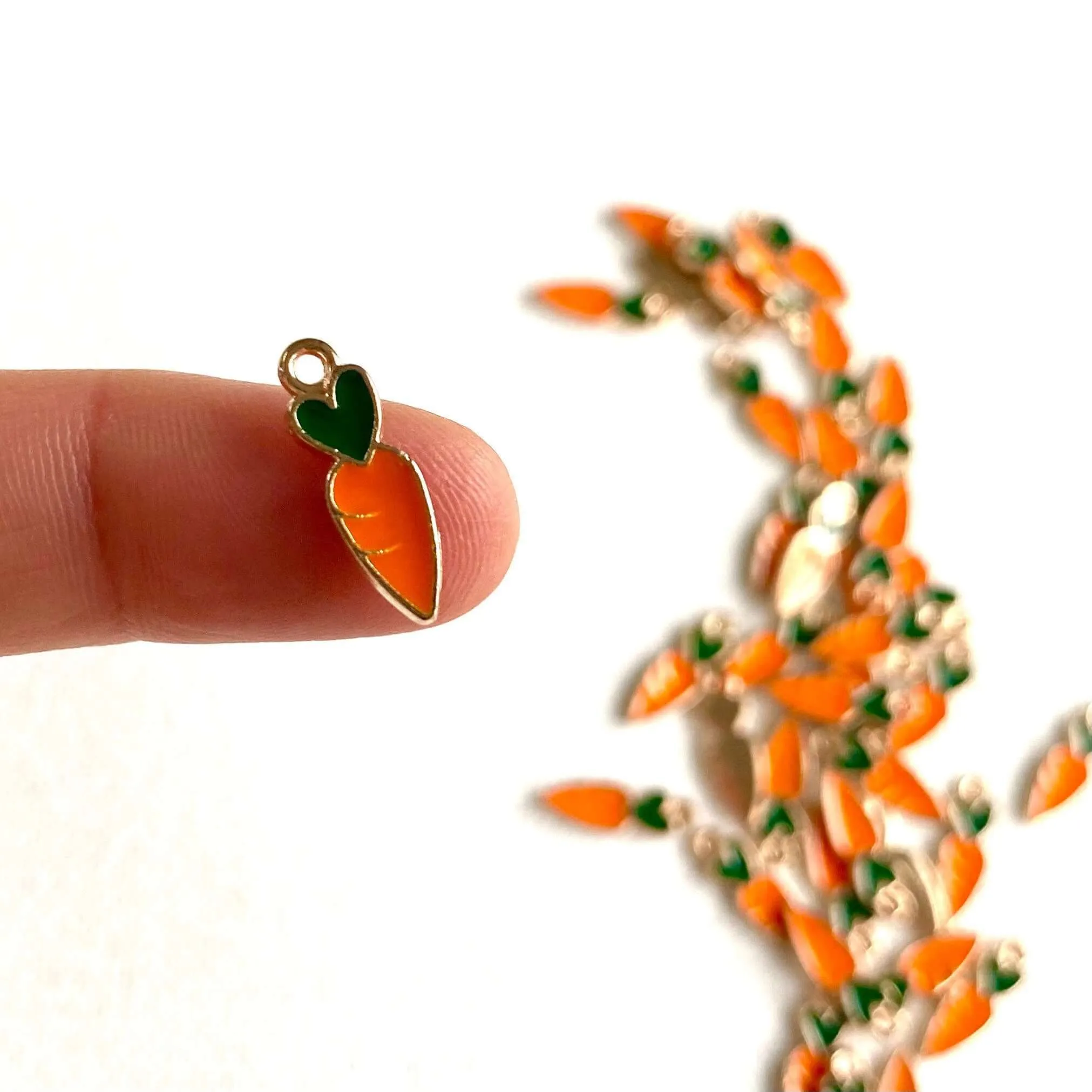 Tiny Carrot charms Enamel Metal pendants