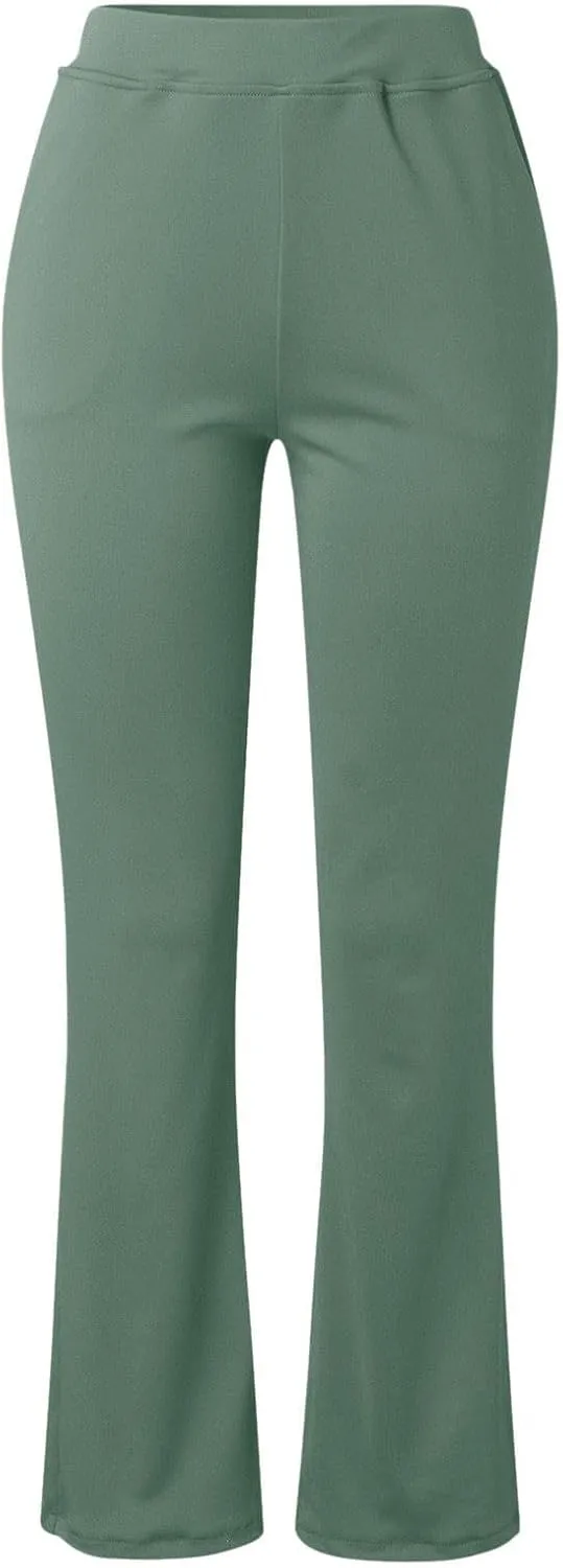 Womens Bootcut Dress Pants Business Casual Work Pants with Pockets Stretchy High Waist Trousers Pull On Office Slacks
