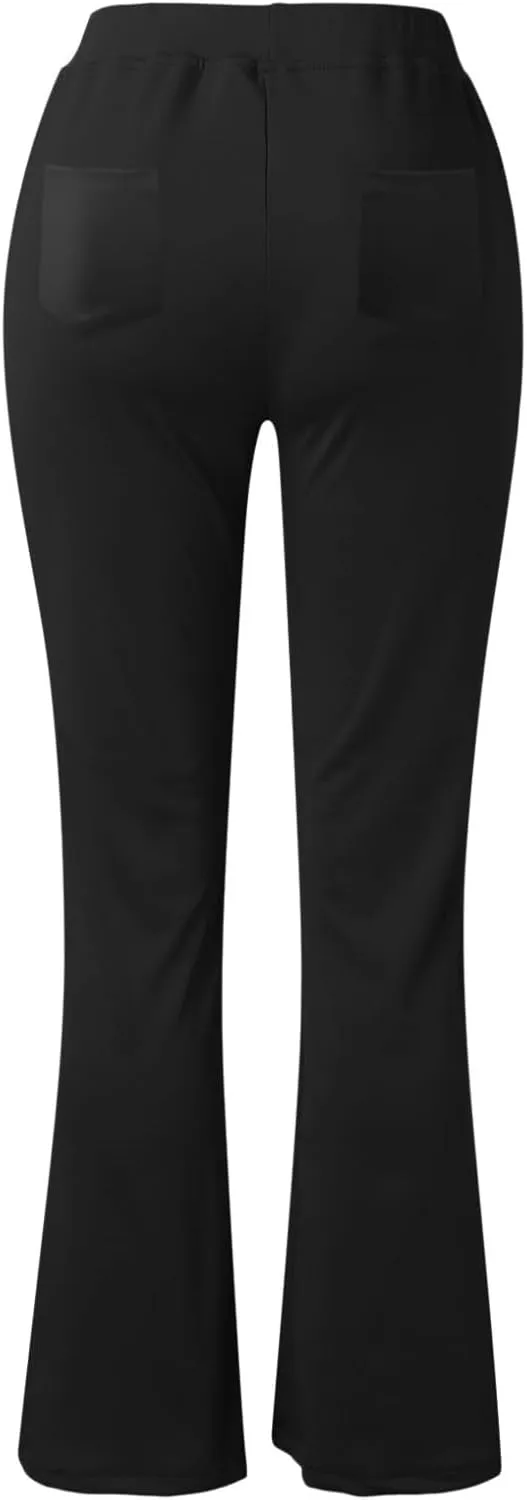 Womens Bootcut Dress Pants Business Casual Work Pants with Pockets Stretchy High Waist Trousers Pull On Office Slacks