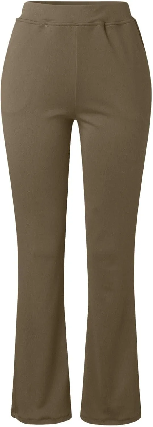 Womens Bootcut Dress Pants Business Casual Work Pants with Pockets Stretchy High Waist Trousers Pull On Office Slacks
