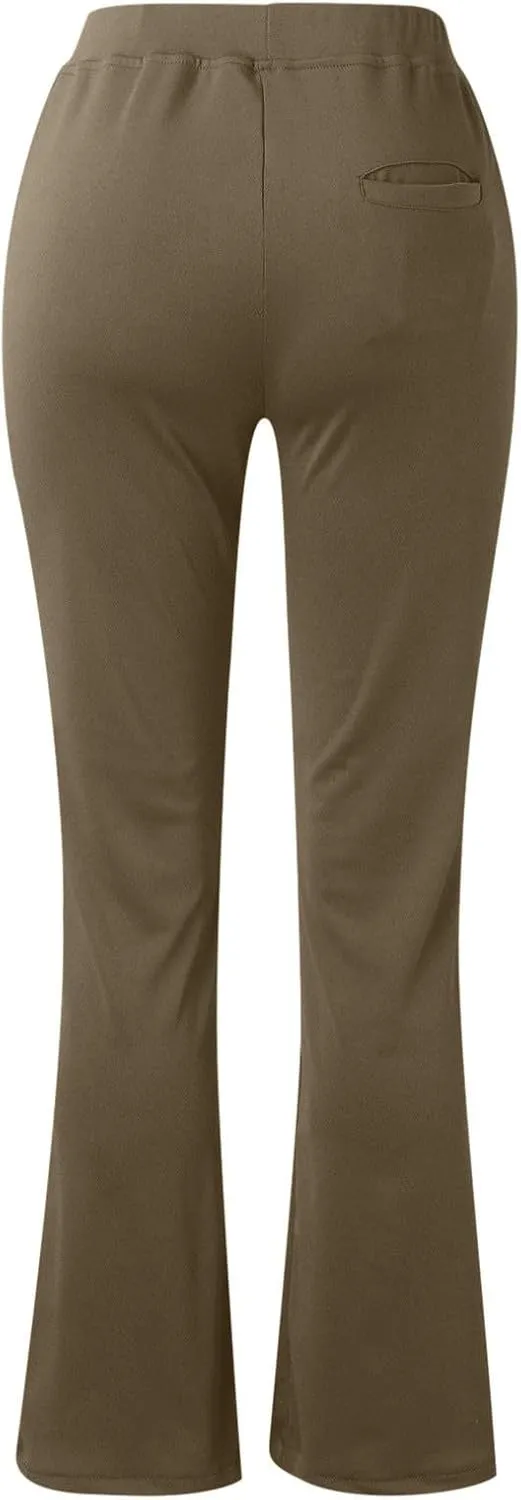 Womens Bootcut Dress Pants Business Casual Work Pants with Pockets Stretchy High Waist Trousers Pull On Office Slacks