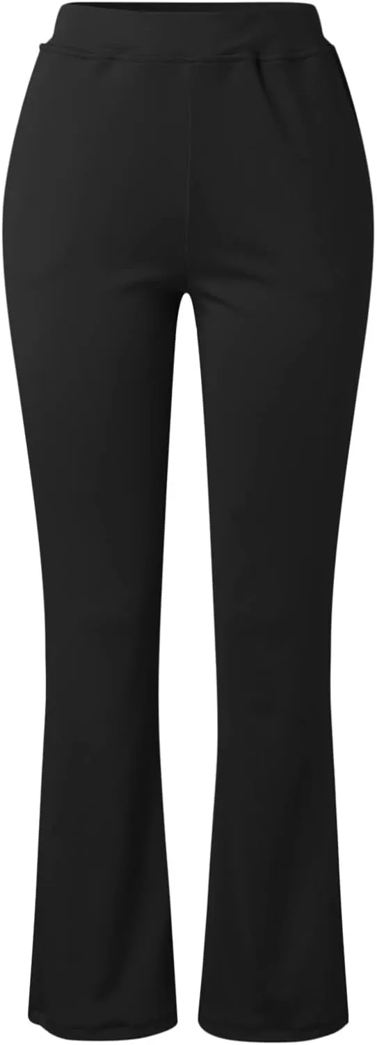 Womens Bootcut Dress Pants Business Casual Work Pants with Pockets Stretchy High Waist Trousers Pull On Office Slacks