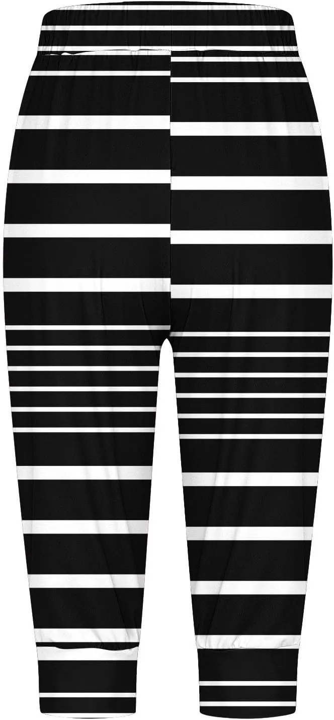 Women's High Elastic Drawstring Pant Pocket Casual Cuff Sweatpant Stretch Waist Vacation Trouser Comfy Trendy Pants