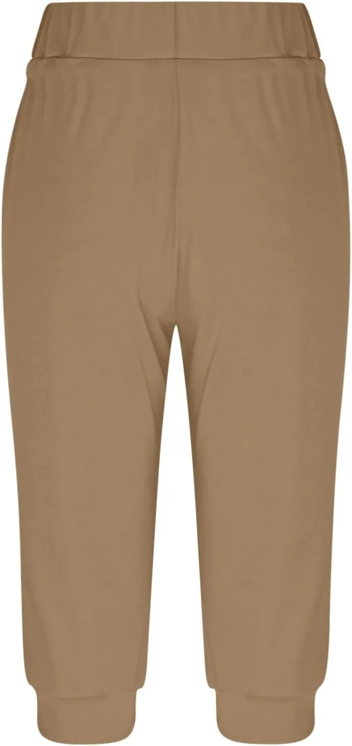 Women's High Waist Stretch Pant Elastic Summer Casual Capris Sweatpant Mid Calf Length Trouser Sport Vacation Pants